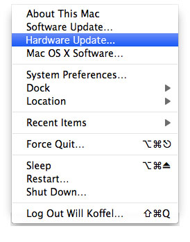 Hardware Update Menu